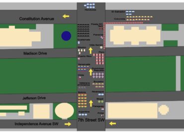 Map of 7th Street SW with country icons