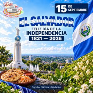 El Salvador Independence Day celebration with food.